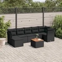 Set Divani da Giardino con Cuscini 8 pz Nero in Polyrattan 3223752