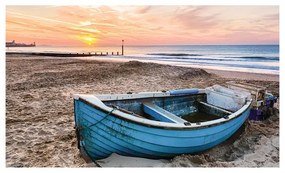 Stampa su tela Boat On The Beach, multicolore 145 x 95 cm