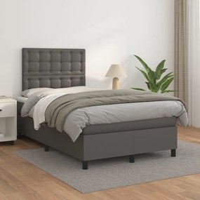 Giroletto A Molle Con Materasso Grigio 120x200 Cm İn Similpelle /