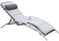 Lettino Chaise Longue da Giardino Poltrona Relax Grigia 170x64x80 cm