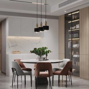 Lampadario a sospensione con filo RIF LUX 1xGX53/12W/230V diametro 15 cm nero/cromo lucido