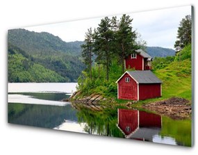 Pannello retrocucina Paesaggio del lago di montagna della casa 100x50 cm