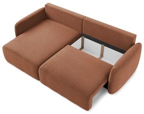 Divano angolare color mattone allungabile/con contenitore (con penisola a sinistra) Kalena – Makamii