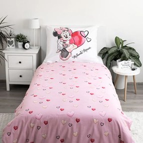 Set copripiumino e federa da bambini bianco/rosa in cotone per letto singolo 140x200 cm Minnie "White" – Jerry Fabrics