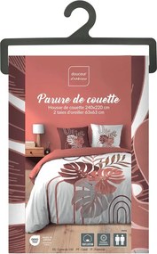 Set copripiumino e federa bianco/rosa in cotone per letto matrimoniale ed esteso 240x220 cm Astria – douceur d'intérieur