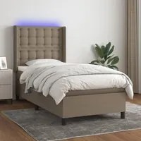 Letto a Molle con Materasso e LED Tortora 90x190 cm in Tessutocod mxl 99338