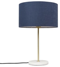 Lampada da tavolo in ottone con paralume blu 35 cm - Kaso