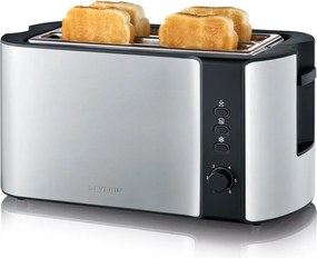 Severin AT 2590 - Tostapane a 4 fette, 1400 W/230 V, acciaio inox/nero