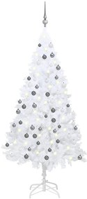 Albero di Natale Preilluminato con Palline Bianco 180 cm PVC