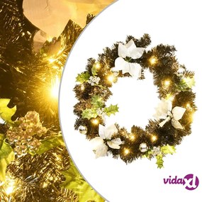 vidaXL Ghirlanda Natalizia con Luci LED Nera 60 cm in PVC