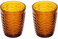 Set 2 bicchieri acqua vetro ambra lavorato Milo
