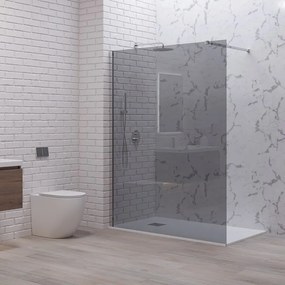 Kamalu - Doccia walkin 80 cm vetro fume profilo cromato | KW1000FC