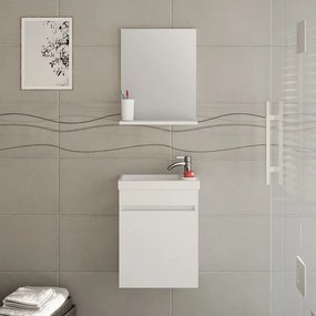 Kamalu - Specchio con mensola 40 cm colore bianco opaco | LAC-POLIS-40-B