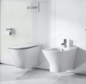 Coppia sanitari scarico a parete ROCA Nexo lucido WC: P 53.5 x L 36 x H 34.5 cm, bidet: P 56.5 x L 38 x H 37.5 cm