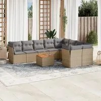 Set Divano da Giardino 10 pz con Cuscini Beige Misto Polyrattan 3256150