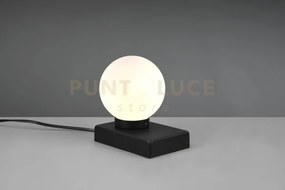 Davi ii lampada da tavolo acciaio sfera vetro bianco  h.15cm 1 luce...