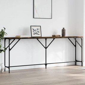 Tavolo Consolle Rovere Fumo 200x29x75 Cm İn Legno Multistrato /