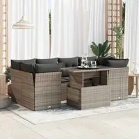 Set Divani da Giardino 7 pz con Cuscini Grigio in Polyrattan 3326111