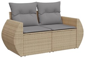 Set divano da giardino 5 pz con cuscini beige in polyrattan