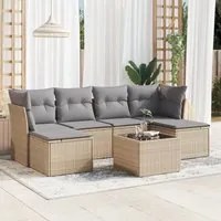 Set Divani da Giardino 7 pz con Cuscini Beige in Polyrattan 3218019