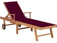 Lettino Prendisole con Cuscino in Massello di Teak Rosso Vino cod mxl 9262