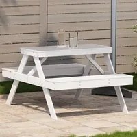 Tavolo da Picnic Bianco 105x134x75 cm in Legno Massello di Pino 832568