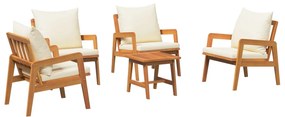 Set bistro da 5 pezzi con cuscini in legno massello di acacia