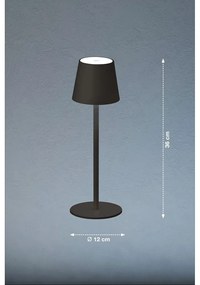 Lampada da tavolo dimmerabile a LED nera con sensore di movimento e paralume in metallo (altezza 38 cm) Tropea - Fischer &amp; Honsel