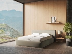 Letto matrimoniale imbottito beige con contenitore con griglia 180x200 cm Kiana - Makamii