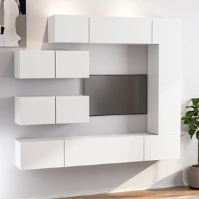 Set Di Mobili Porta Tv 7 Pz Bianco İn Legno Multistrato /