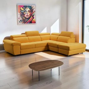 Divano Angolare L246 cm Tessuto Antimacchia con Pouf - Roxas Arancio