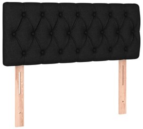 Letto a Molle con Materasso e LED Nero 90x200 cm in Tessuto