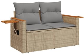 Set divani da giardino 7 pz con cuscini beige in polyrattan