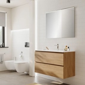 Mobile bagno con lavabo STEP L100 x H 60 x P46 cm oak in mdf 2 cassetti per vasca centrale