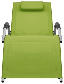 Lettino prendisole in textilene verde e grigio