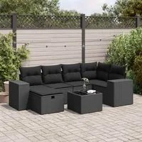 Set Divani da Giardino con Cuscini 7pz Nero Polyrattan 3325691