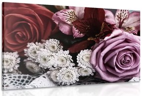 Quadro su tela – Bouquet di rose retrò