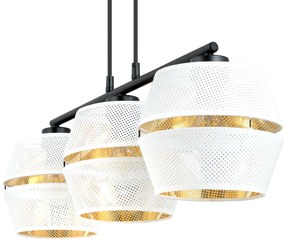 Sospensione Contemporanea 3 Luci Enea In Metallo Bianco E Oro