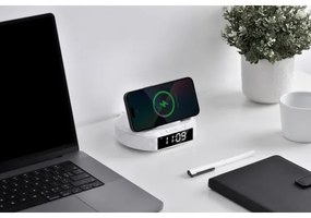 Immax 08983L - Sveglia con display LCD e ricarica wireless Qi 27W/9V bianco