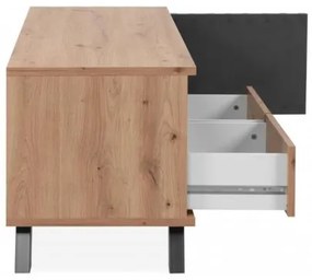 Mobile Porta TV 2 Cassetti E Anta Con Vani A Giorno Rovere Antracite Medan56A