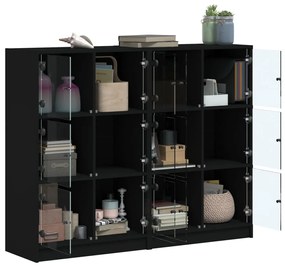 Libreria con ante nera 136x37x109 cm in legno multistrato