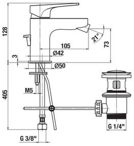 JIKA H3411X10041111 - Miscelatore bidet CUBITO 12,8 cm con scarico senza troppop