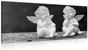 Quadro su tela – Coppia di piccoli angeli in bianco e nero