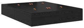 Struttura letto con contenitore in rovere nero 140x200 cm