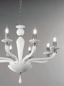 Lampadario villa vetro e metallo 12 luci bianco e cromo attacco e14...