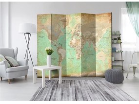 Paravento Turquoise World Map [Room Dividers]