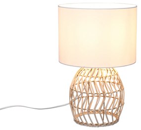 Lampada da tavolo rattan Rike bianco Trio