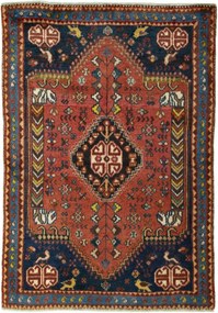 Shiraz Tappeto 100x140 Rosso (Iran) Annodato A Mano