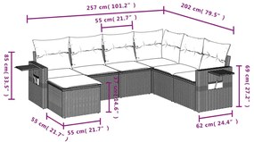 Set divani da giardino 7 pz con cuscini grigio in polyrattan