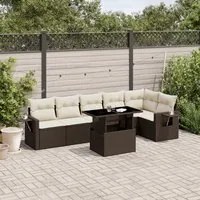 Set Divani da Giardino 7 pz con Cuscini Marrone in Polyrattan 3267923